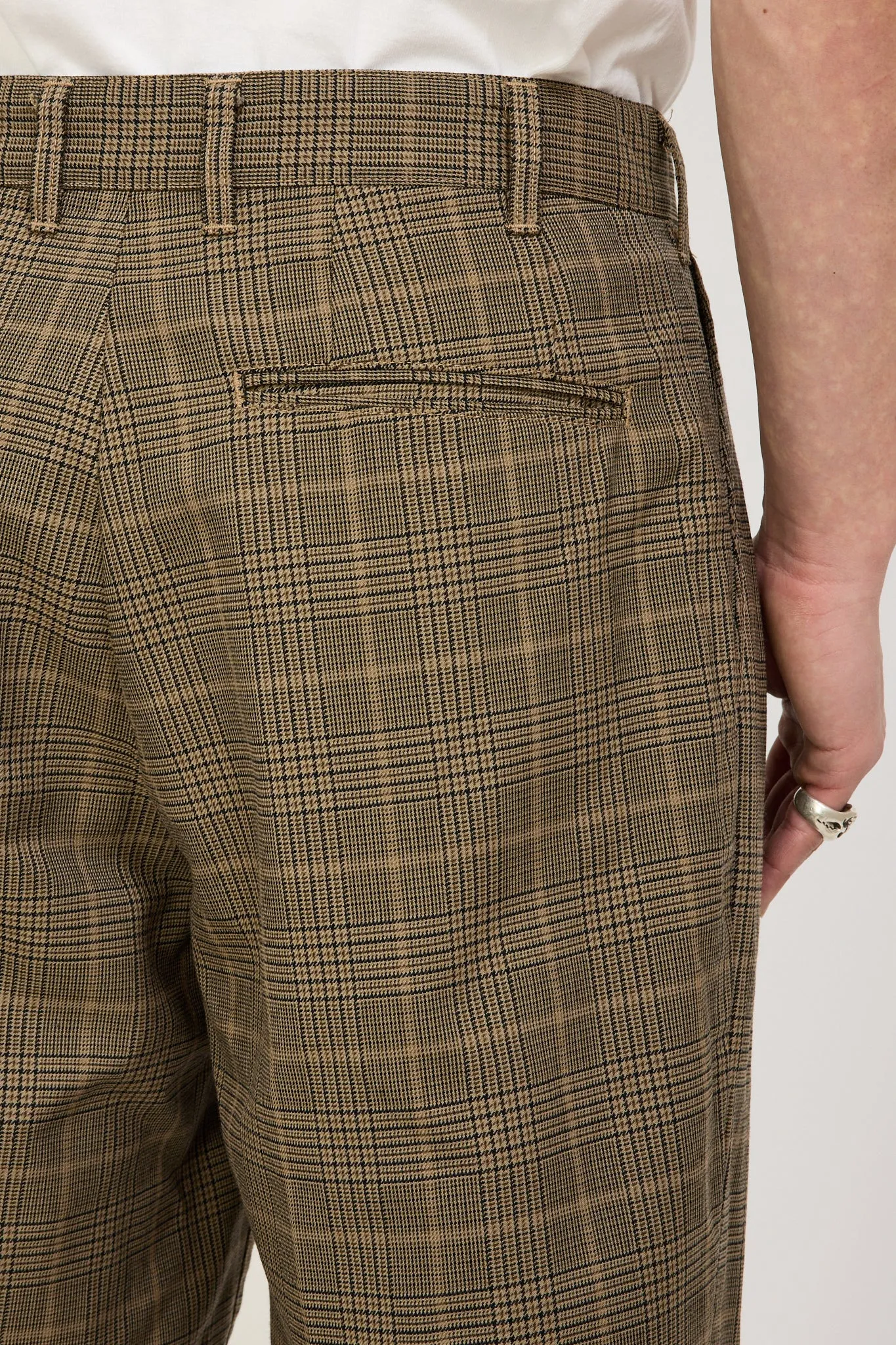 2 Pleats Tapered TW Twill Plaid Pant Light Brown