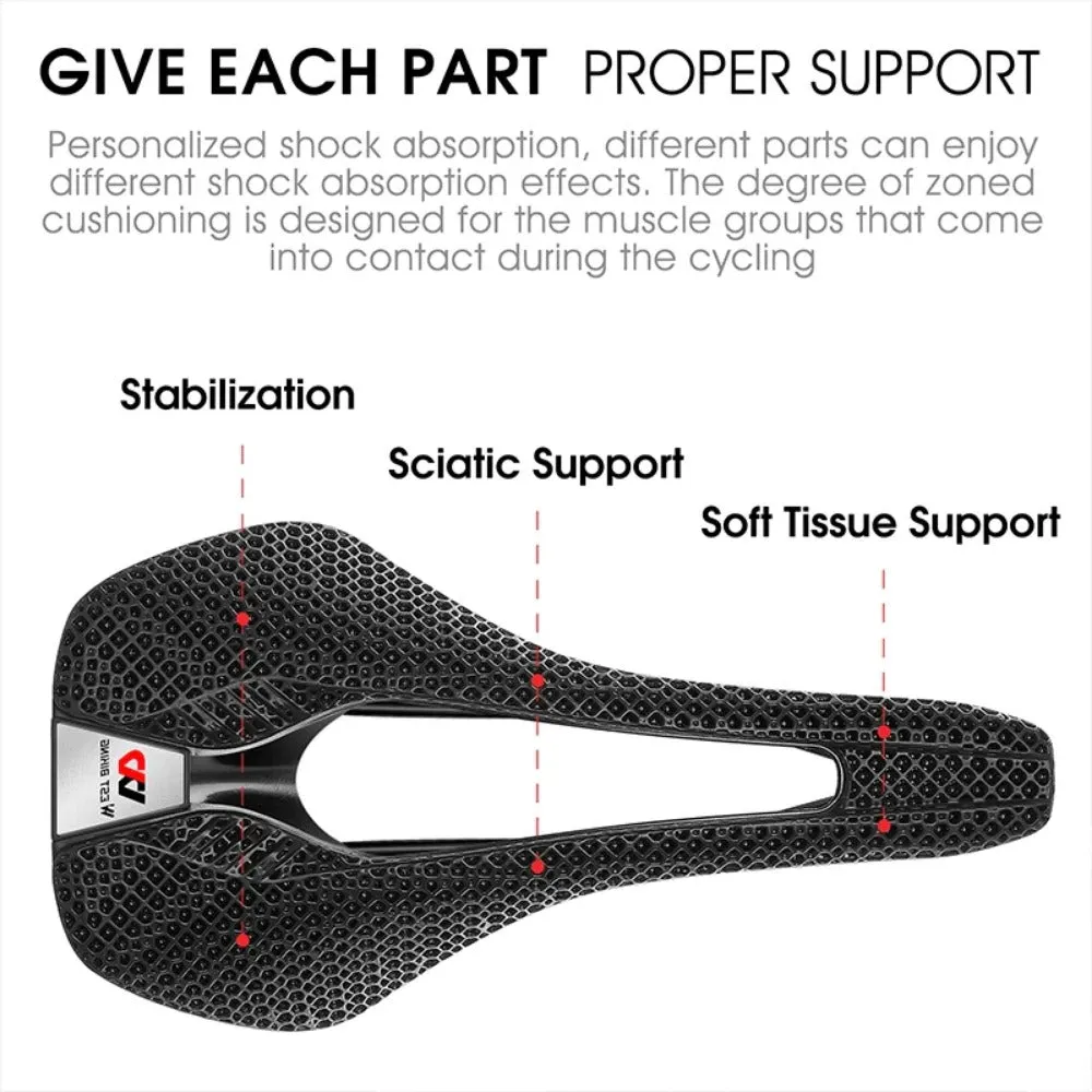 3D Printed Bicycle Saddle Zoned Shock-Absorbing Bike Speed Seat Road Bike Racing Triathlon Enduro Cycling Saddle