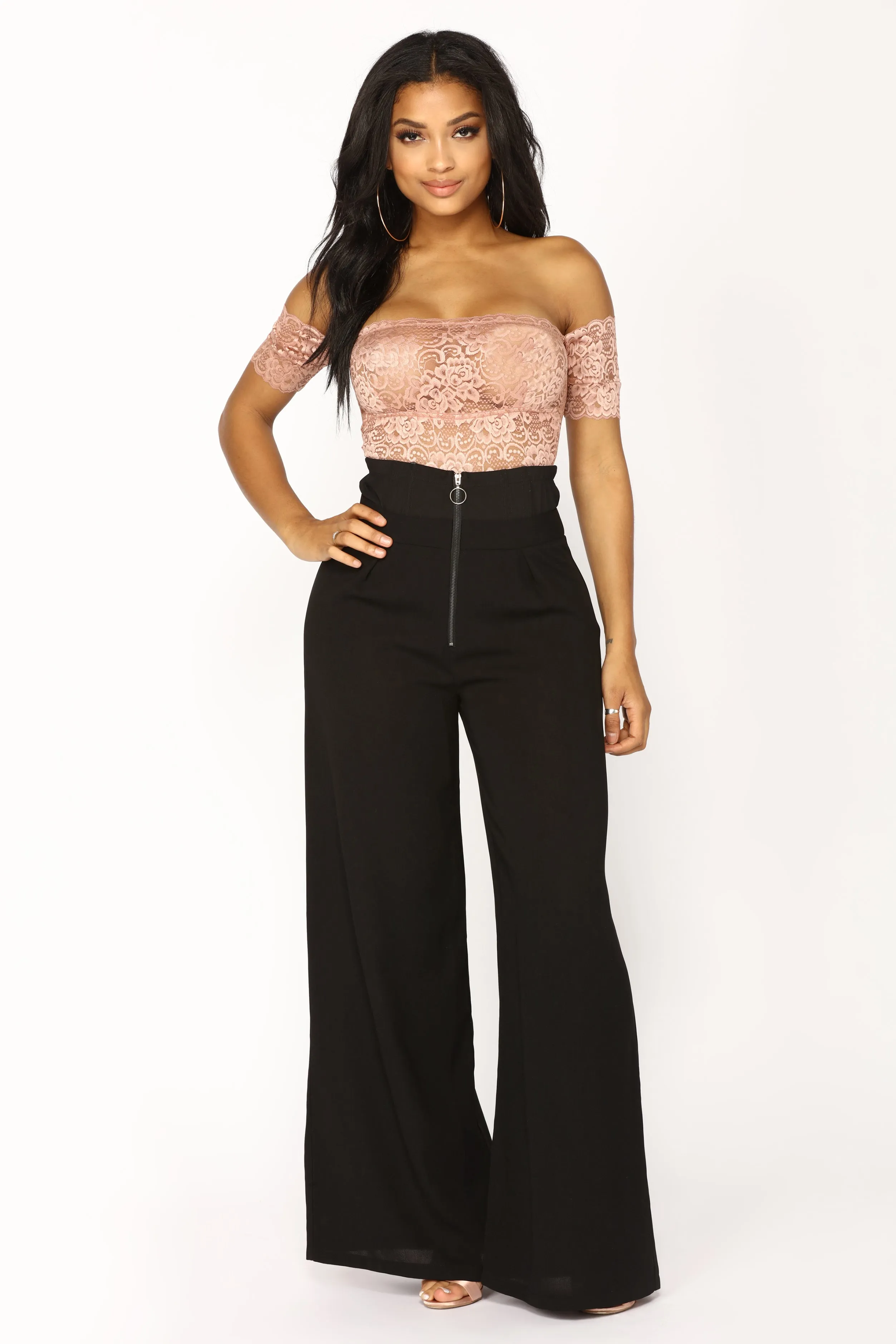 Alissa Mesh High Rise Pants - Black