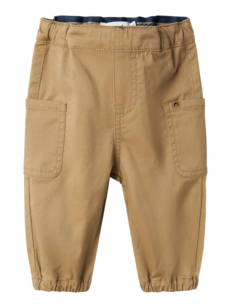 Baby Boy Soft Cotton Cargo Pants - Tan