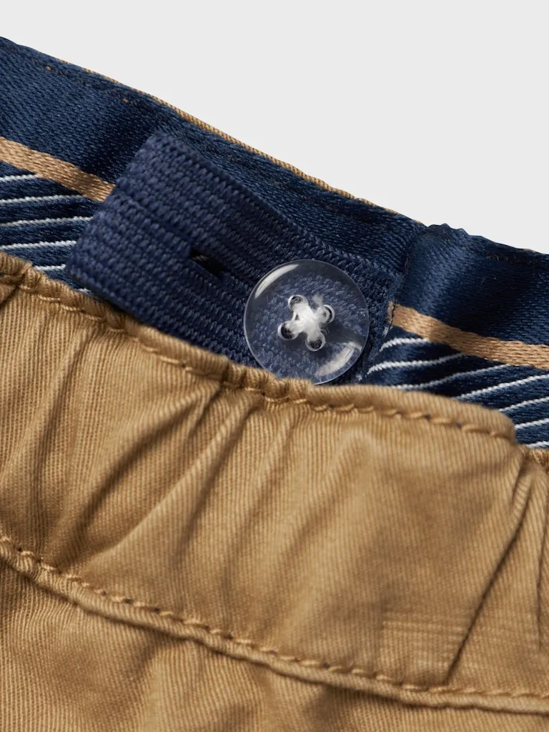 Baby Boy Soft Cotton Cargo Pants - Tan