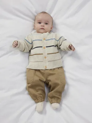 Baby Boy Soft Cotton Cargo Pants - Tan