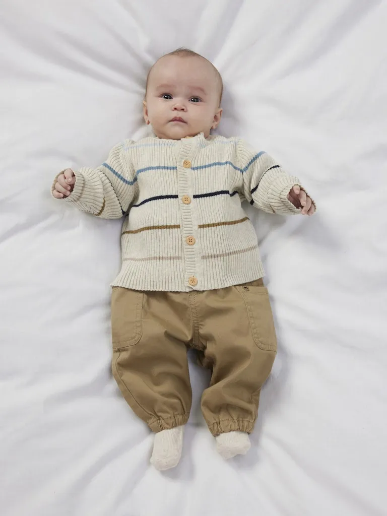 Baby Boy Soft Cotton Cargo Pants - Tan