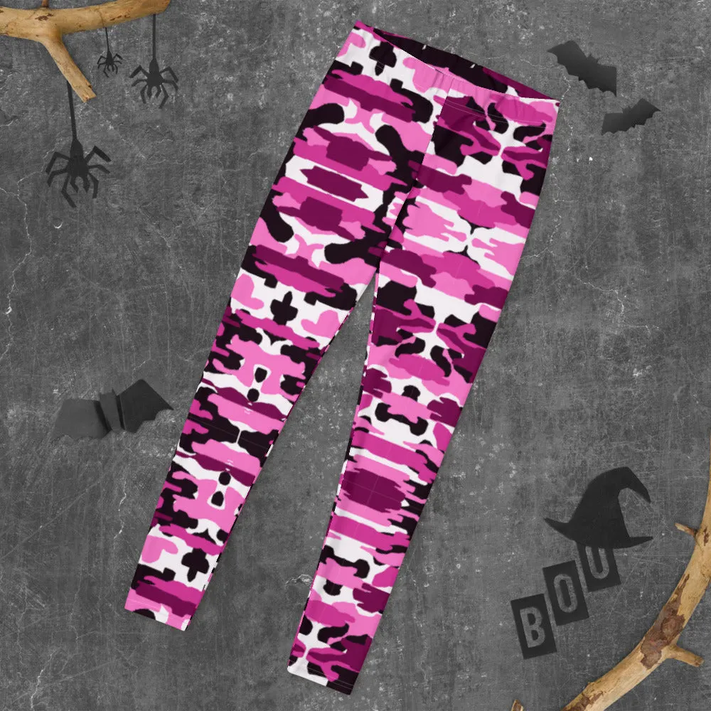 Best Ladies' Pink Camo Leggings, Purple Pink Sexy Best Military Print Casual Tights For Women