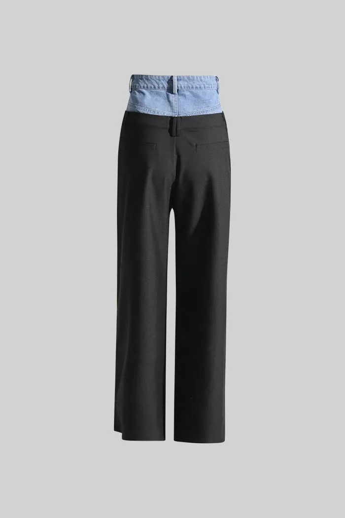 Bi-texture Denim Trousers