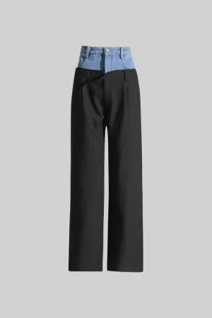 Bi-texture Denim Trousers