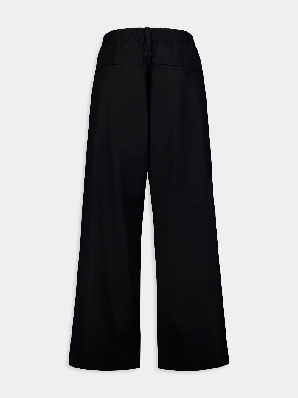 Black Cotton Drawstring Trousers