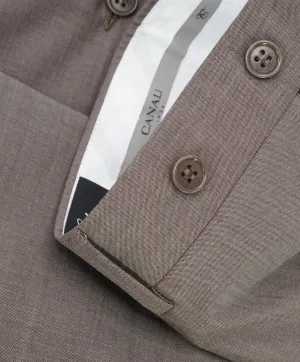 CANALI - "Travel" Natural Comfort Collection Brown Wool Flat Front Dress Pants - 34W