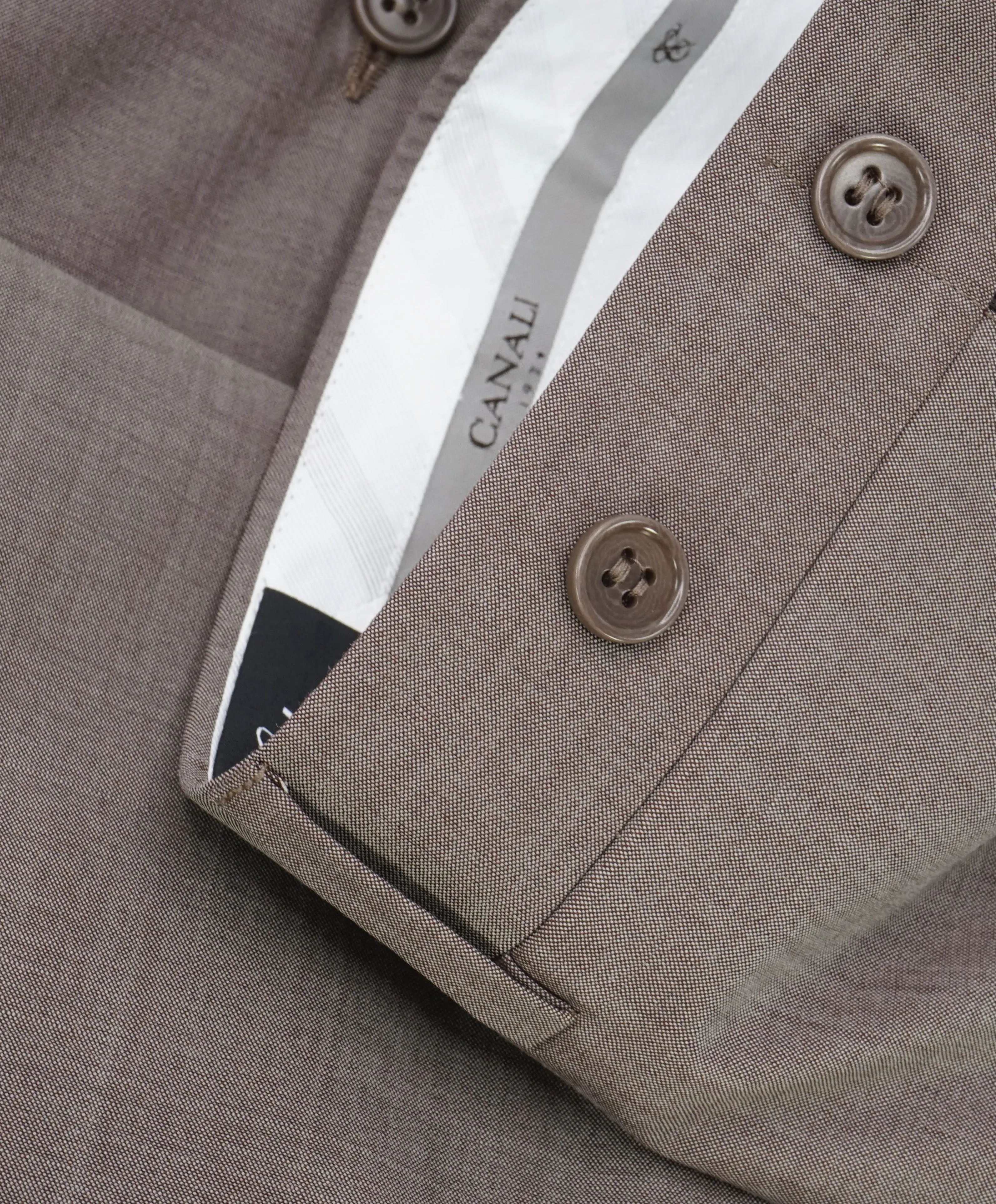 CANALI - "Travel" Natural Comfort Collection Brown Wool Flat Front Dress Pants - 34W