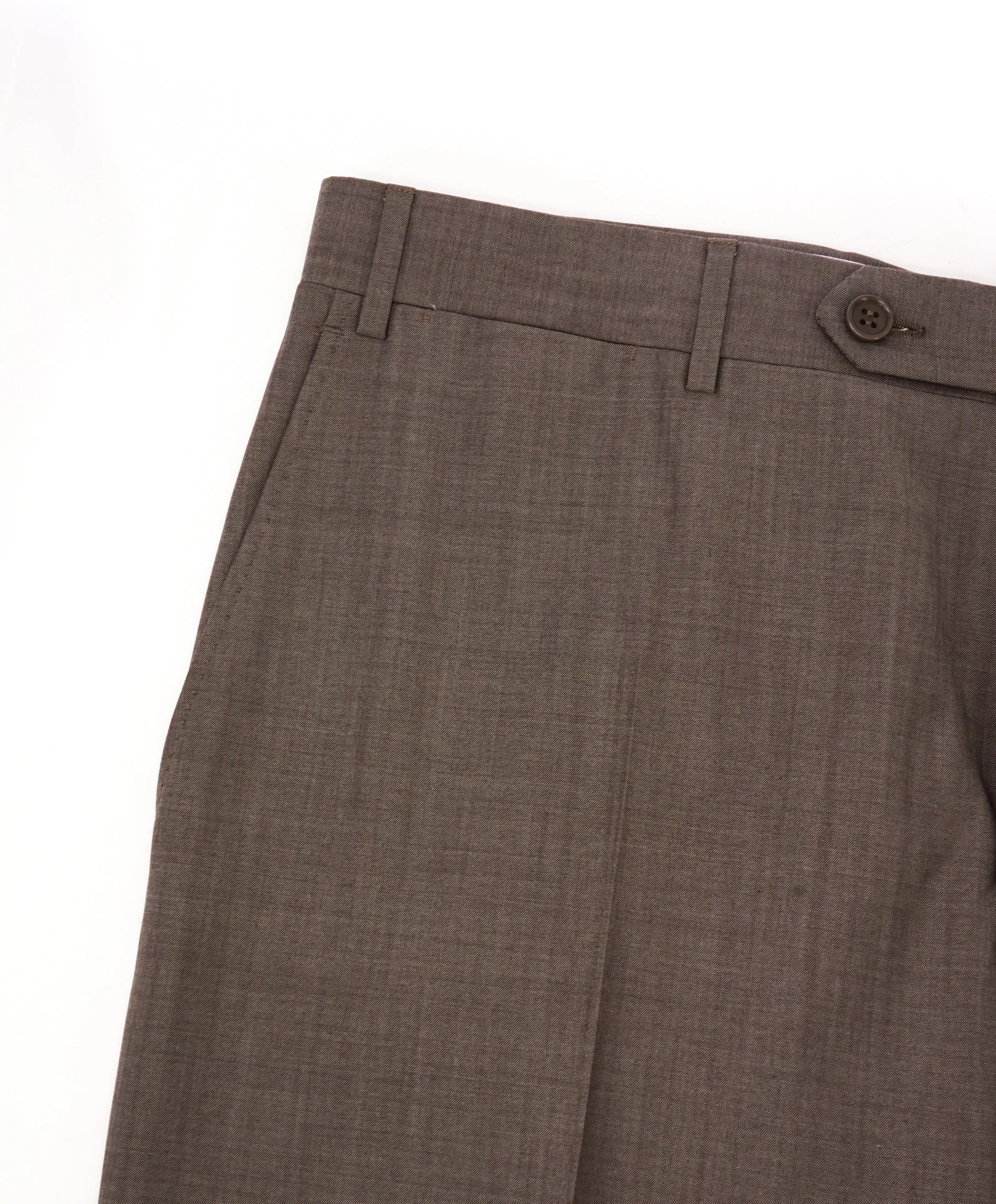 CANALI - "Travel" Natural Comfort Collection Brown Wool Flat Front Dress Pants - 34W
