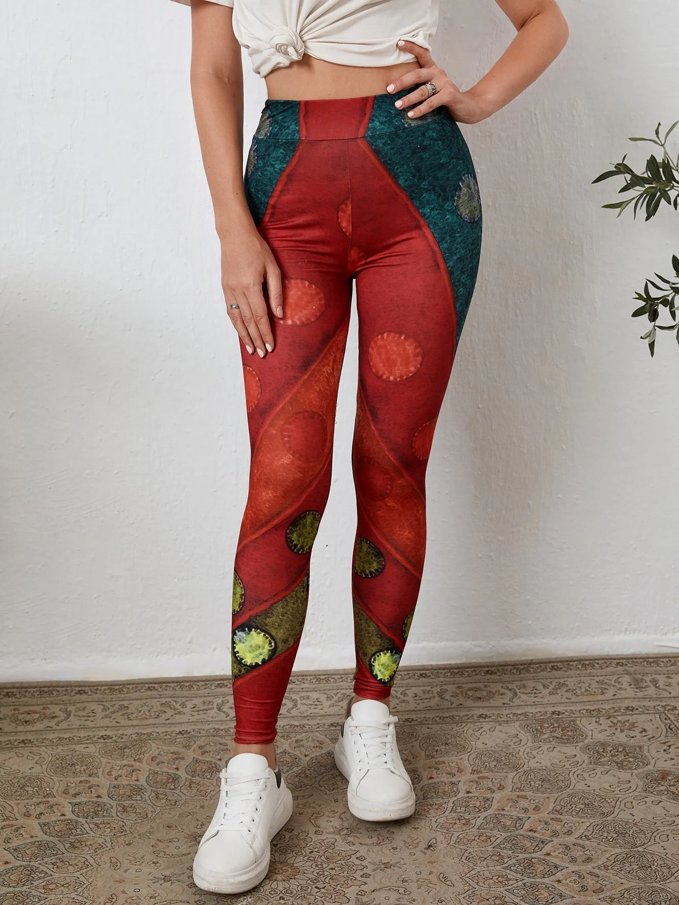 Casual Colorblock Cropped Women Leggings