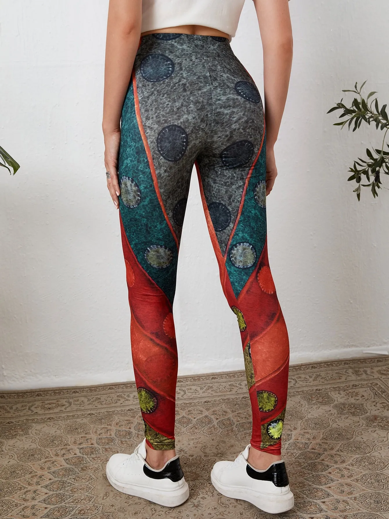 Casual Colorblock Cropped Women Leggings