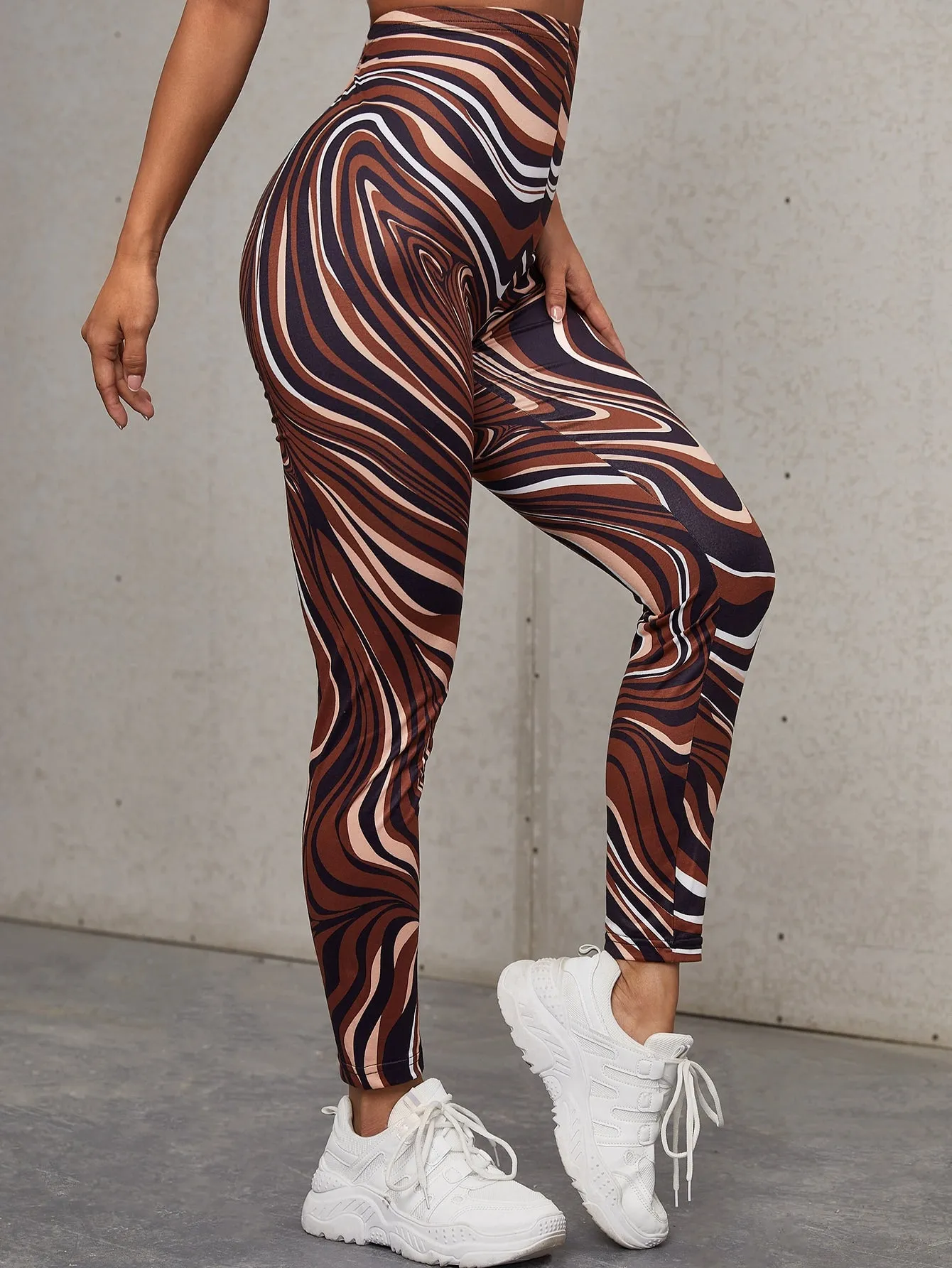 Casual Marble Cropped Women Leggings