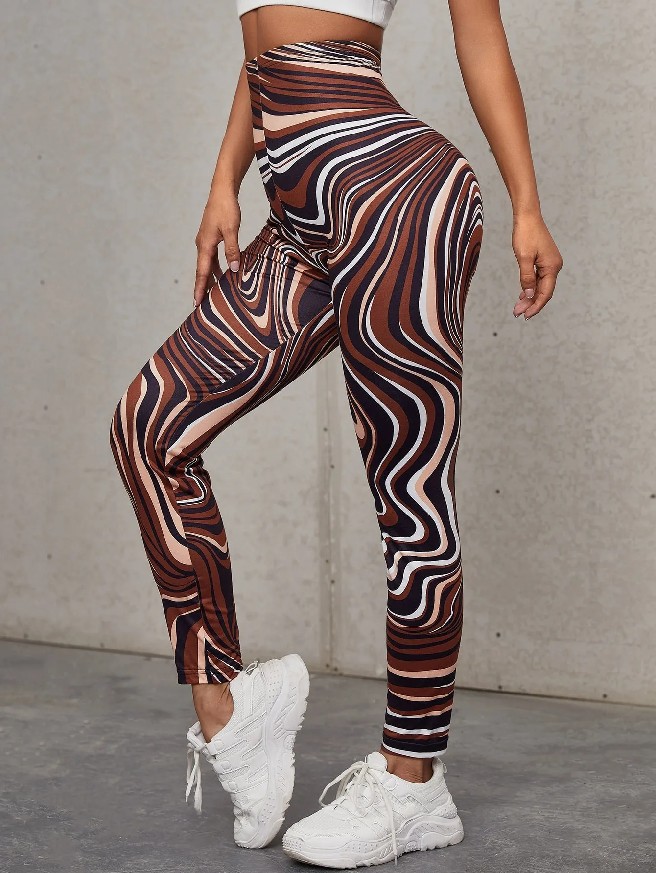 Casual Marble Cropped Women Leggings