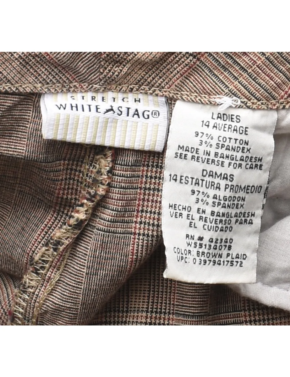 Checked Light Brown Trousers - W34 L30