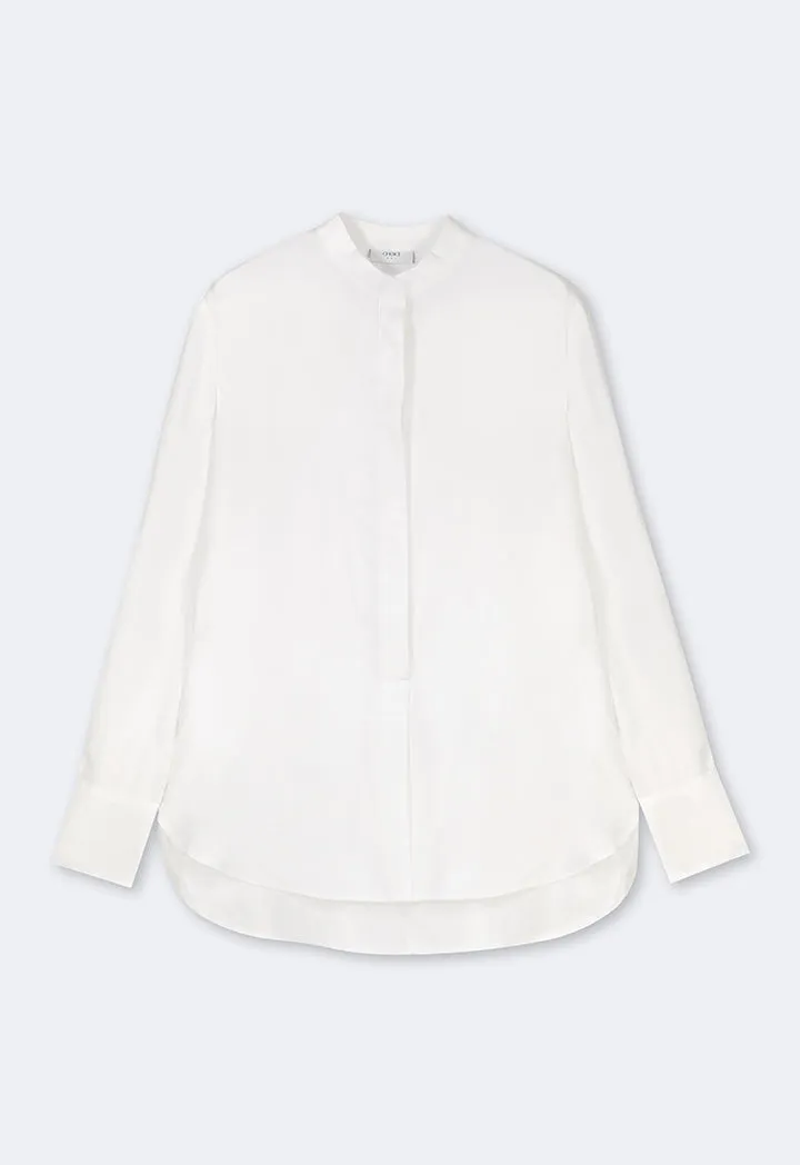 Choice Mandarin Collar Basic Shirt  Off White