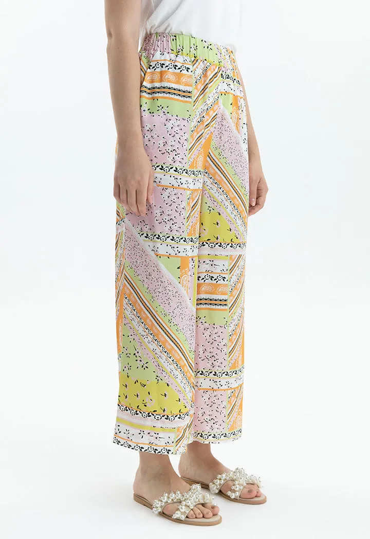 Choice Textured Disty Printed Trousers Multi Color