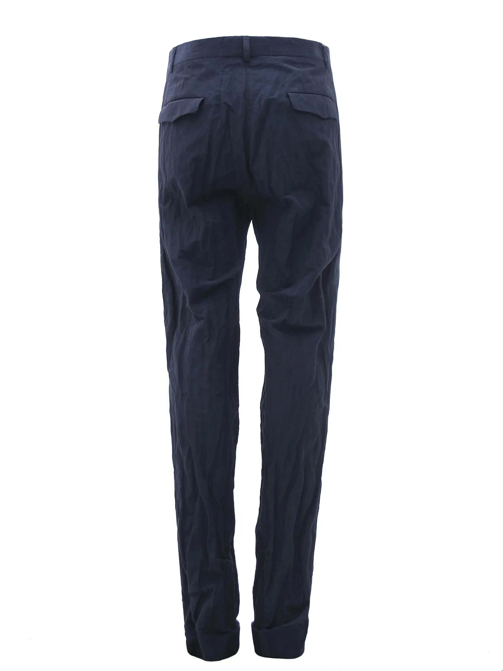 Cigarette Trouser in Dark Navy Crinkle Cotton Mix