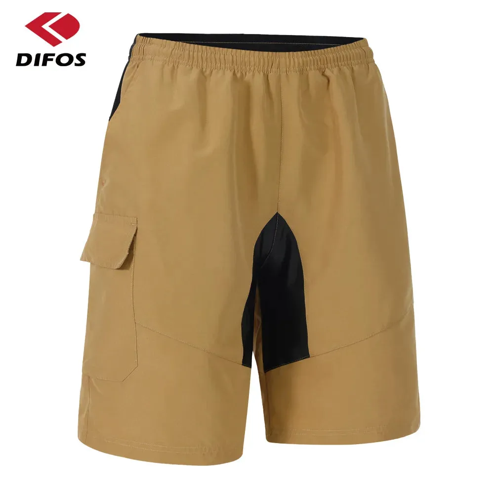 DIFOS Men's Cycling Shorts with 3D Padded Underwear Summer Shockproof MTB Bicycle Downhill Shorts Leisure Loose Fit Road Pants
