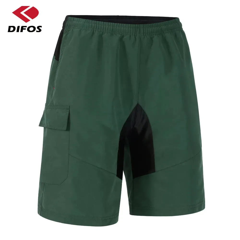 DIFOS Men's Cycling Shorts with 3D Padded Underwear Summer Shockproof MTB Bicycle Downhill Shorts Leisure Loose Fit Road Pants