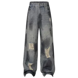 Distressed Ombre Wide-leg Jeans