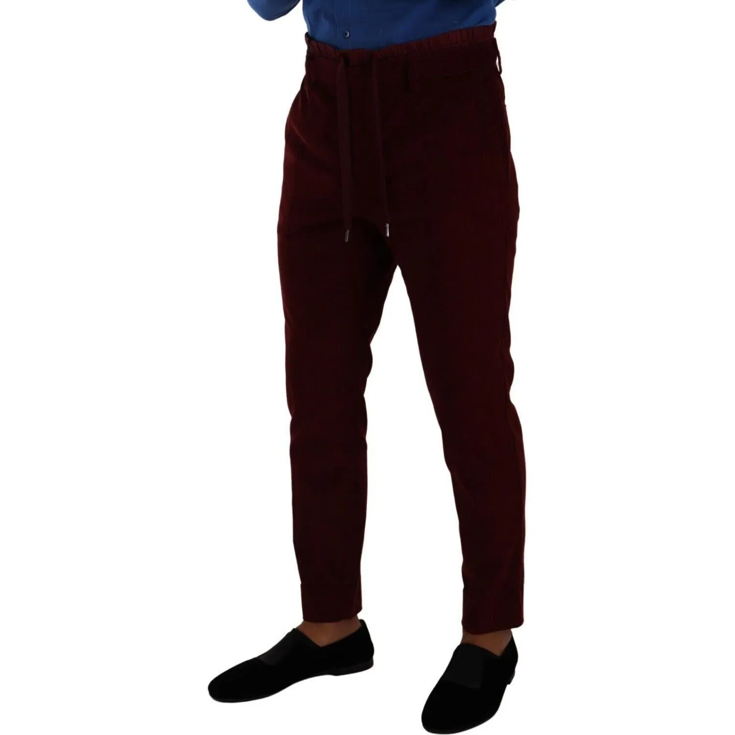 Dolce & Gabbana Elegant Bordeaux Velvet Dress Trousers