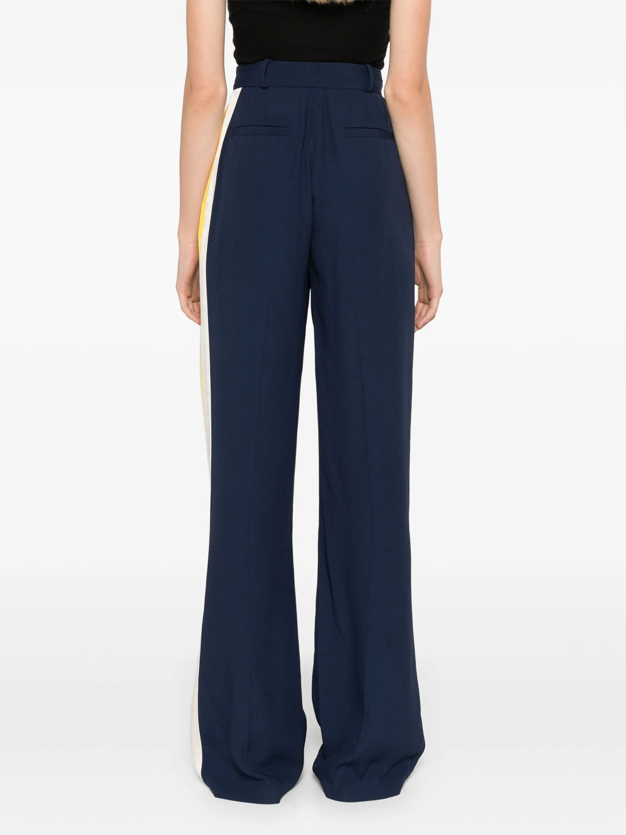 ELISABETTA FRANCHI CREPE-SATIN STRIPE-DETAILING TROUSERS