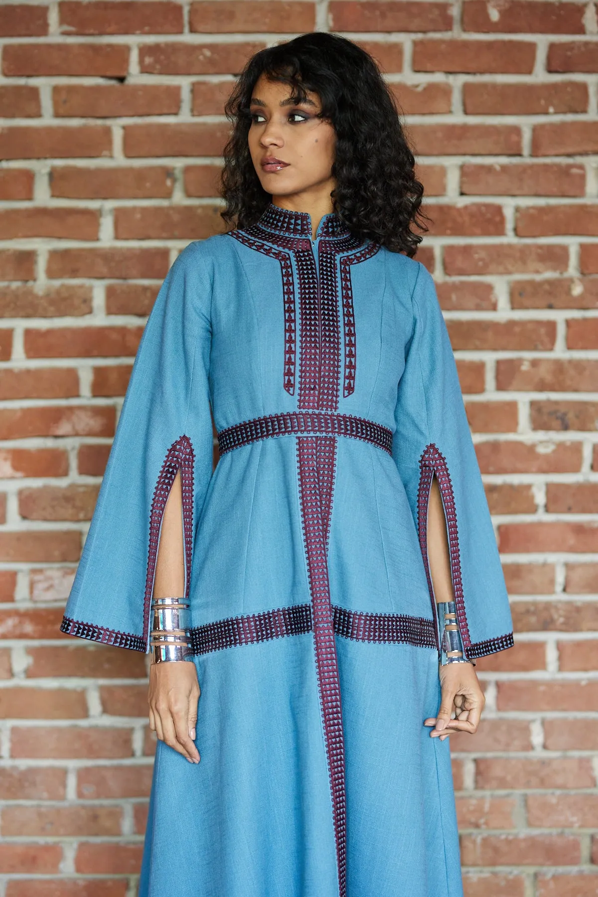 Embroidered Jacket & Wide-Leg Pants Set