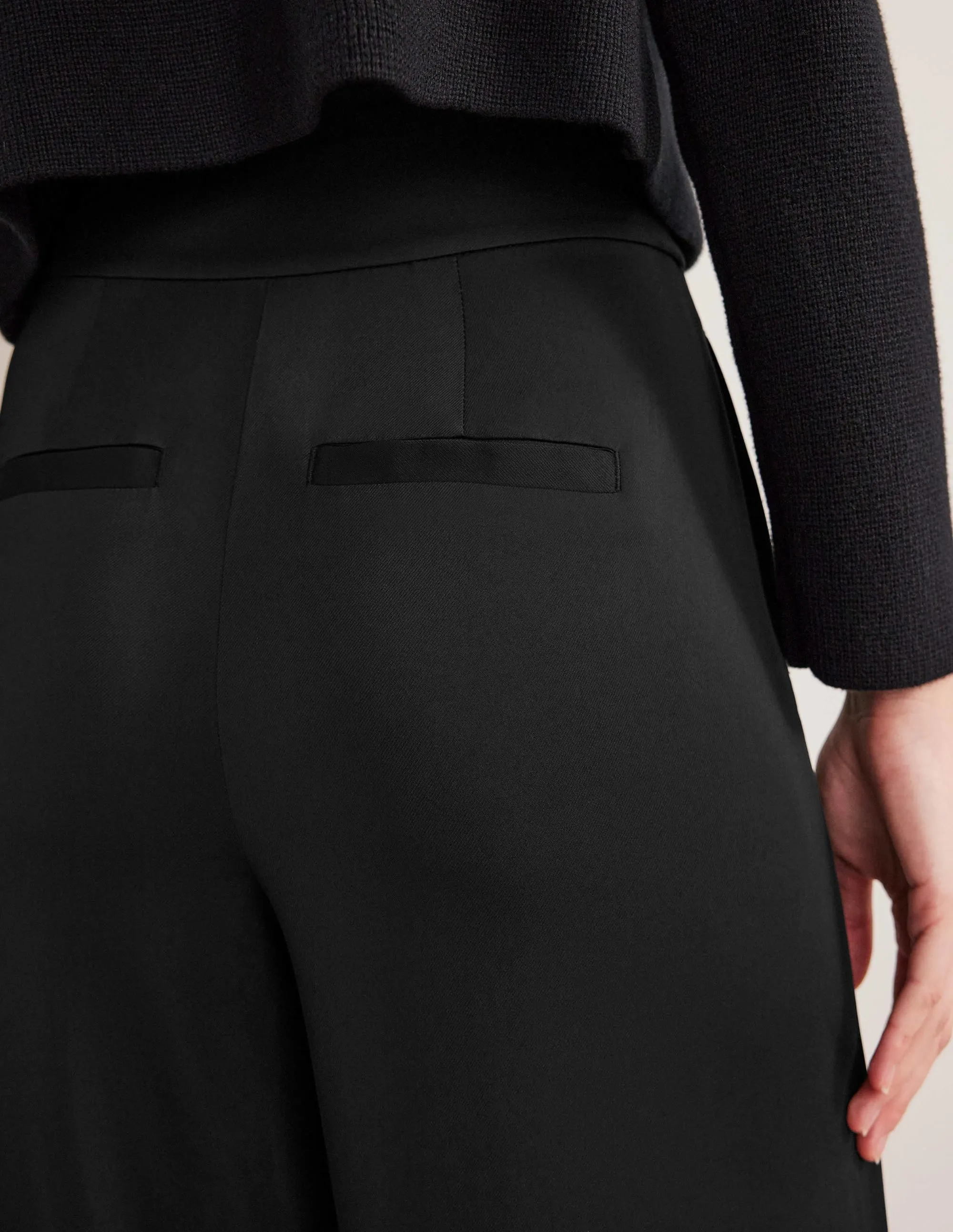 Fluid Wide Leg Trousers-Black
