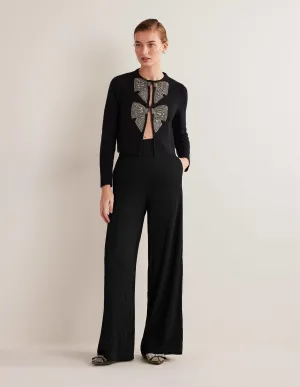 Fluid Wide Leg Trousers-Black