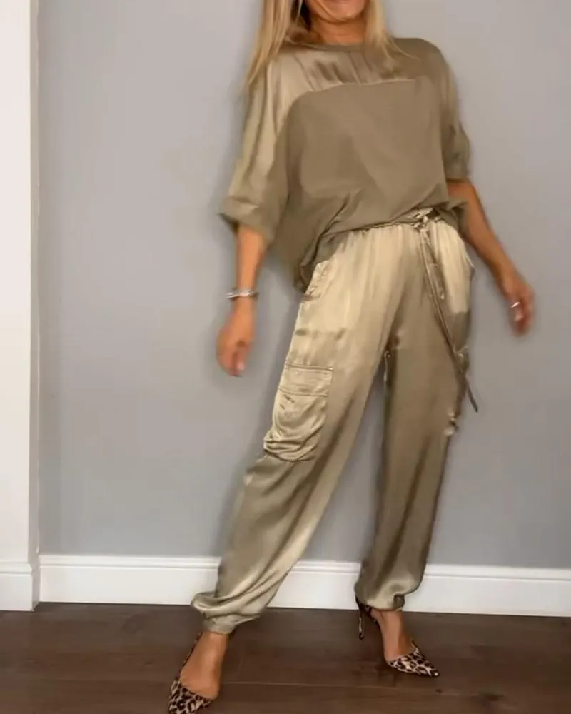 Francet - Stylish Casual Satin Set