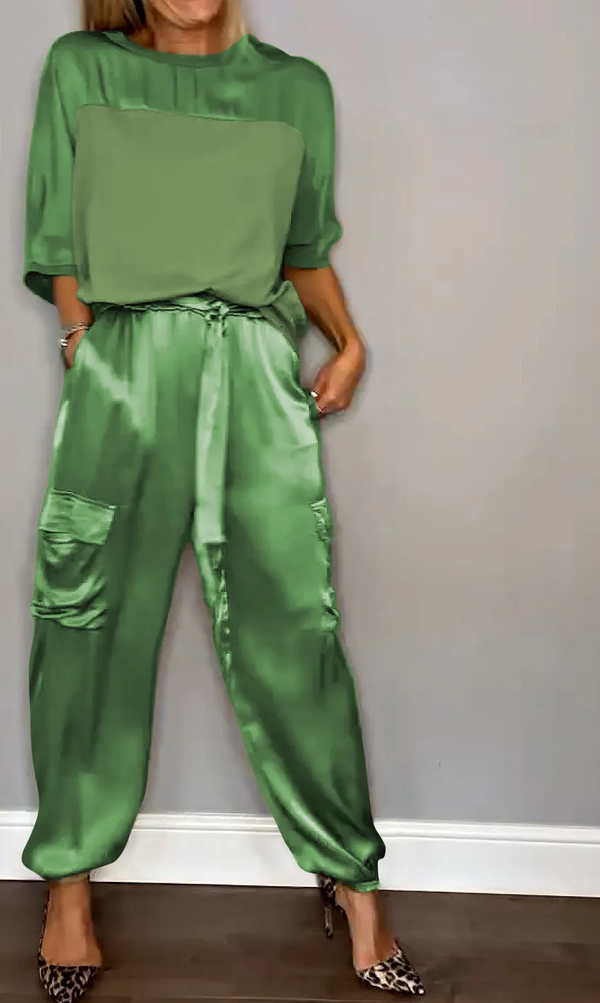 Francet - Stylish Casual Satin Set