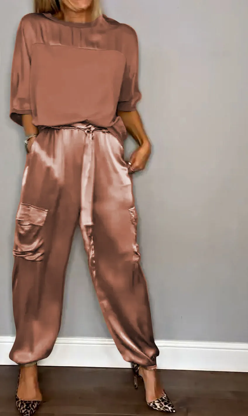 Francet - Stylish Casual Satin Set