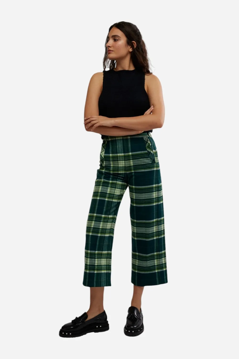 Free People Acadia Trouser in Green Combo