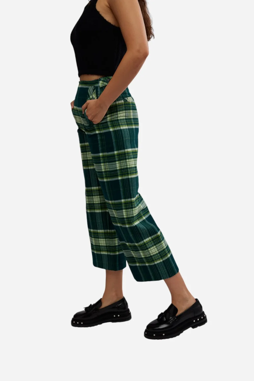 Free People Acadia Trouser in Green Combo