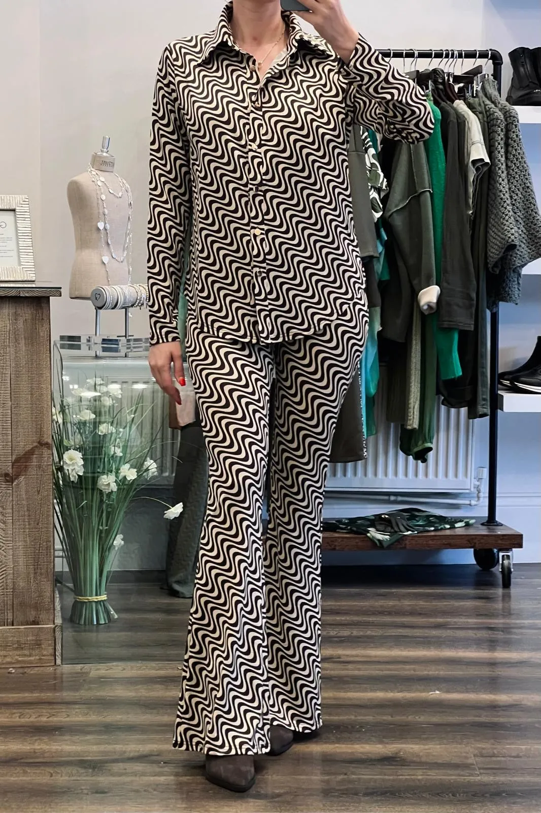 Geometric Print Shirt Set