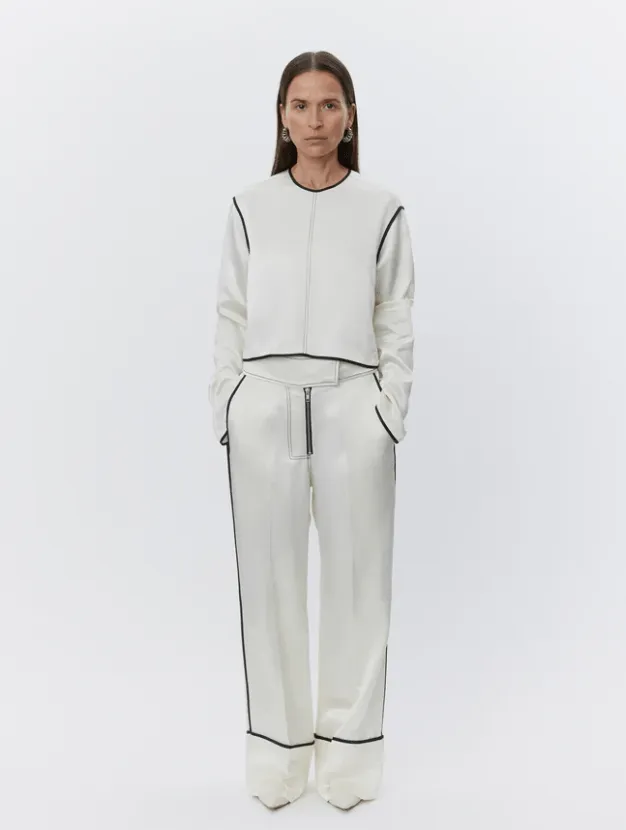 Gianna High Shine Piped Pant - Vanilla Ice