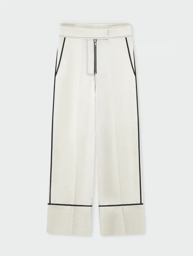 Gianna High Shine Piped Pant - Vanilla Ice