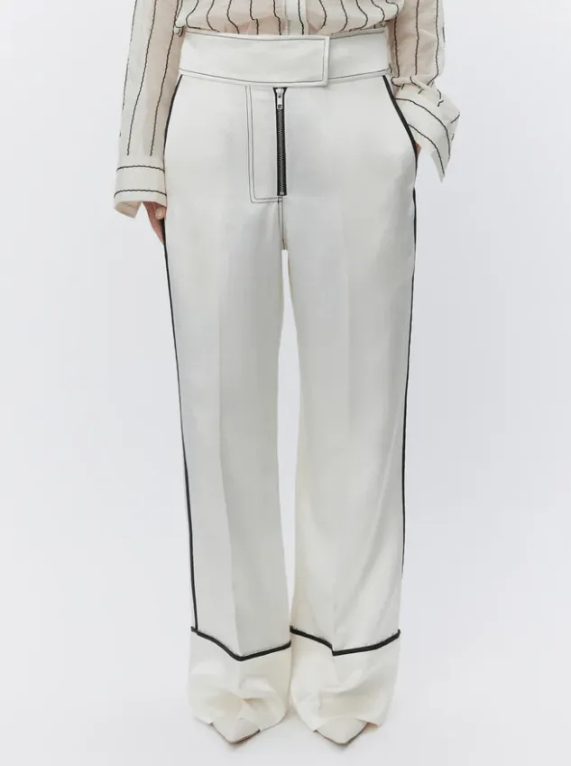 Gianna High Shine Piped Pant - Vanilla Ice