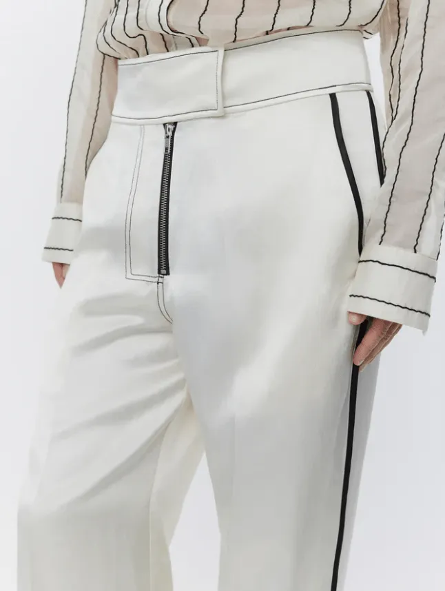 Gianna High Shine Piped Pant - Vanilla Ice