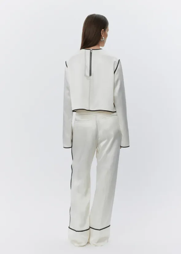 Gianna High Shine Piped Pant - Vanilla Ice