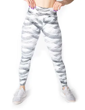 GRAPHIC PRINT MID RISE LEGGINGS - WHITE