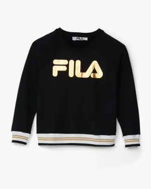 Hailey Crewneck Top | Black / Gold