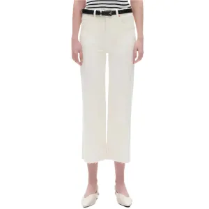 High Rise Wide Leg Raw Hem Pants