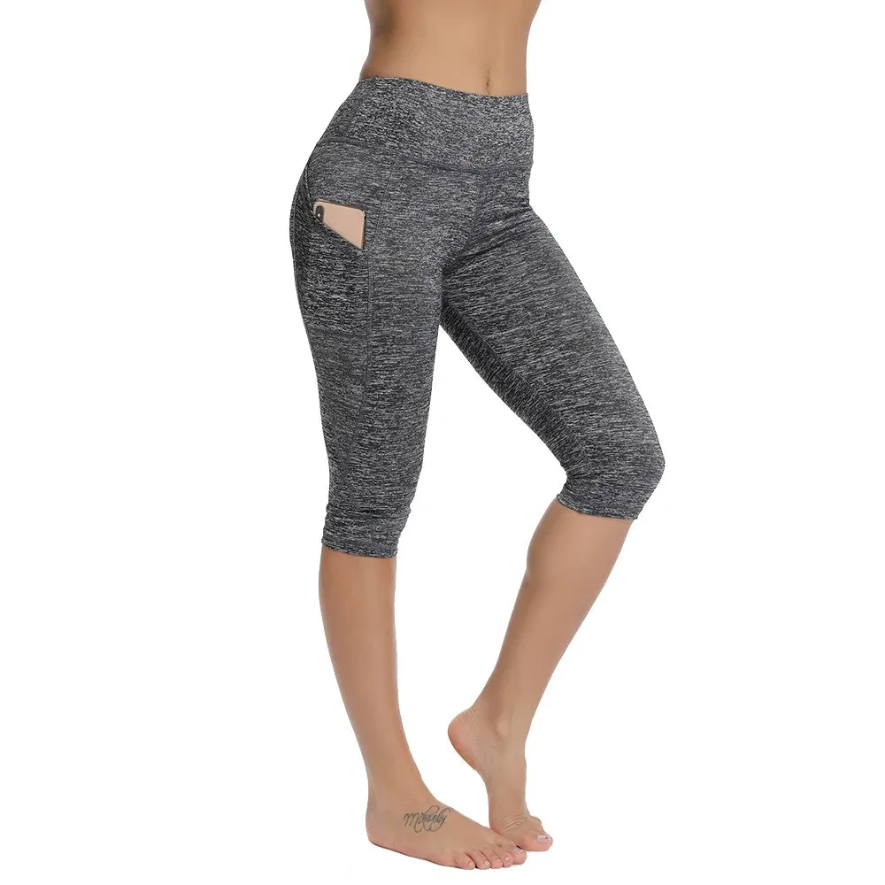 High Waist Calf-Length Yoga Leggings for Women - Stretchy, Pocketed Workout Tights with Booty Lifting Design - Ideal for Gym and Fitness
