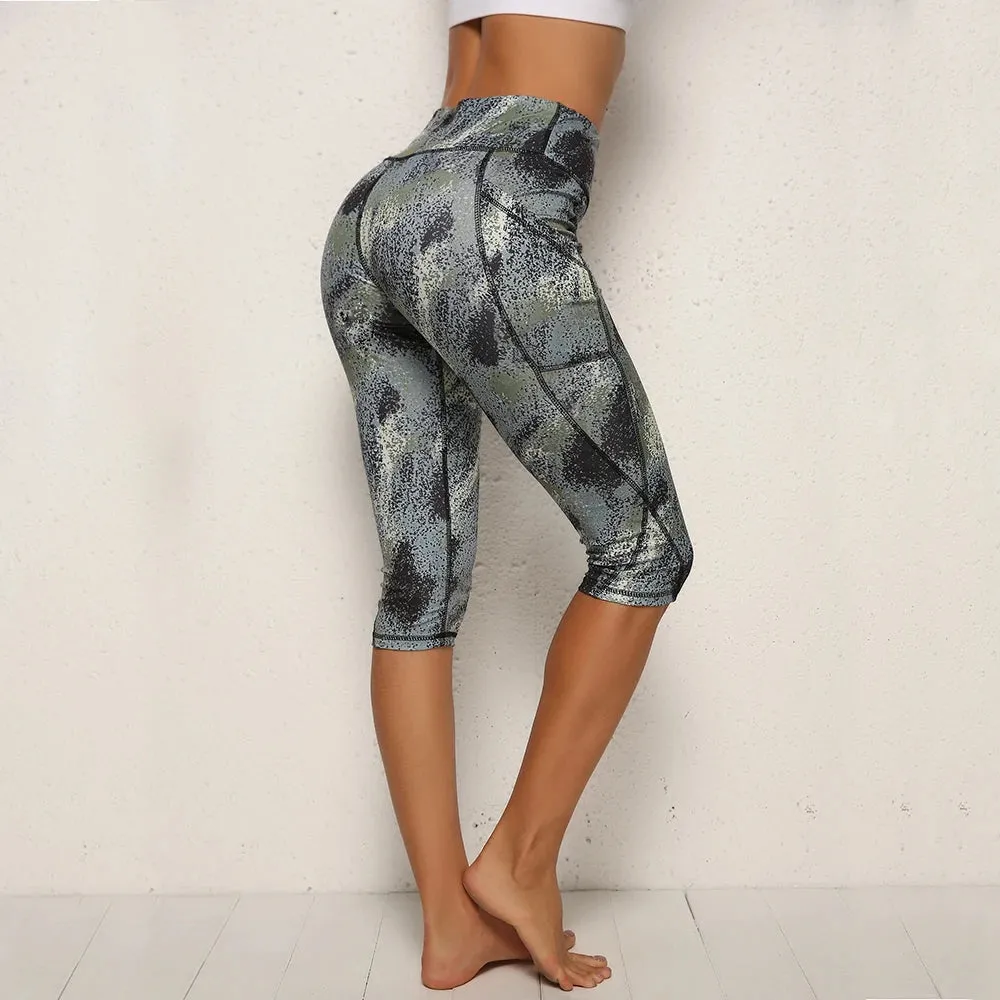 High Waist Calf-Length Yoga Leggings for Women - Stretchy, Pocketed Workout Tights with Booty Lifting Design - Ideal for Gym and Fitness