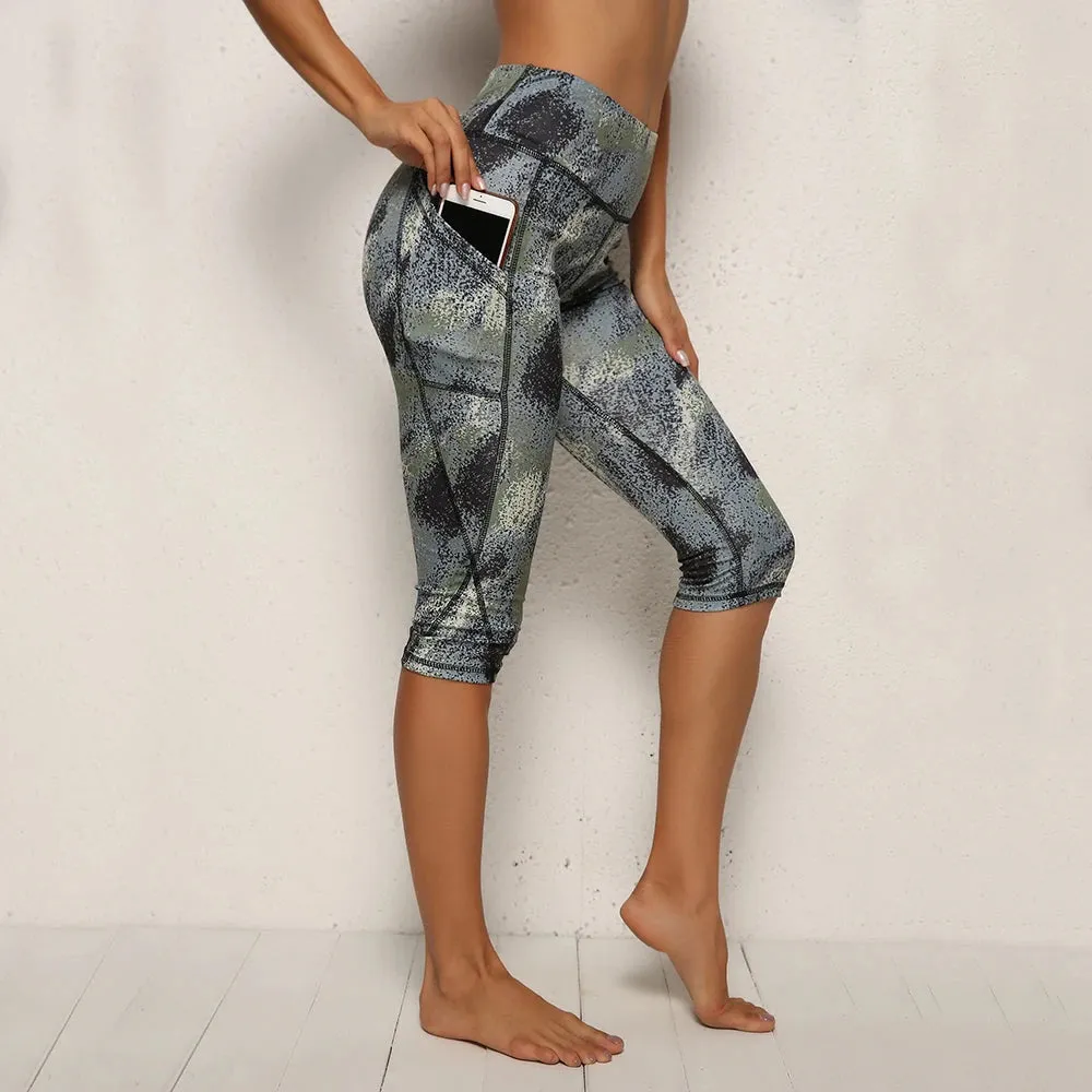 High Waist Calf-Length Yoga Leggings for Women - Stretchy, Pocketed Workout Tights with Booty Lifting Design - Ideal for Gym and Fitness