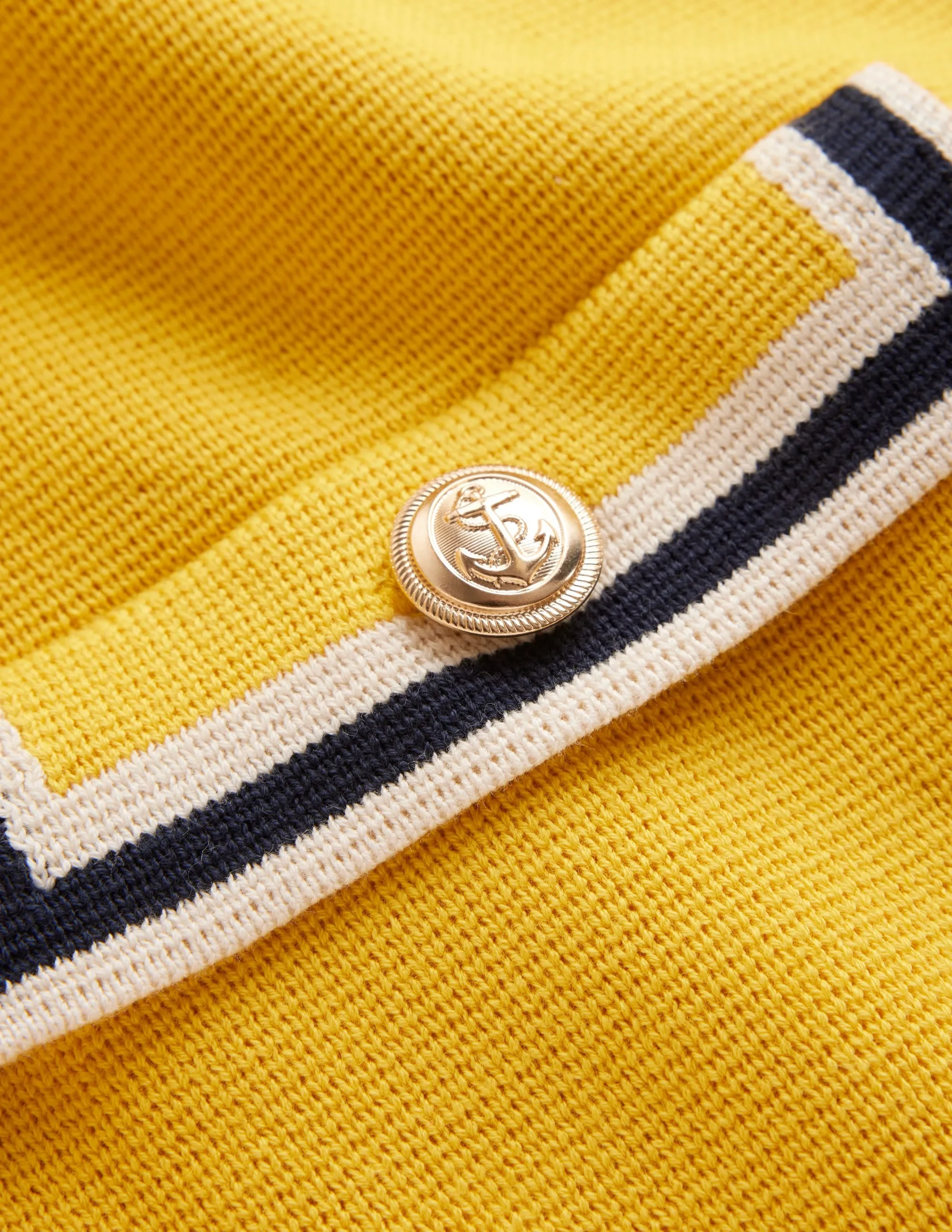 Holly Knitted Jacket-Mimosa Yellow, Navy Tipping