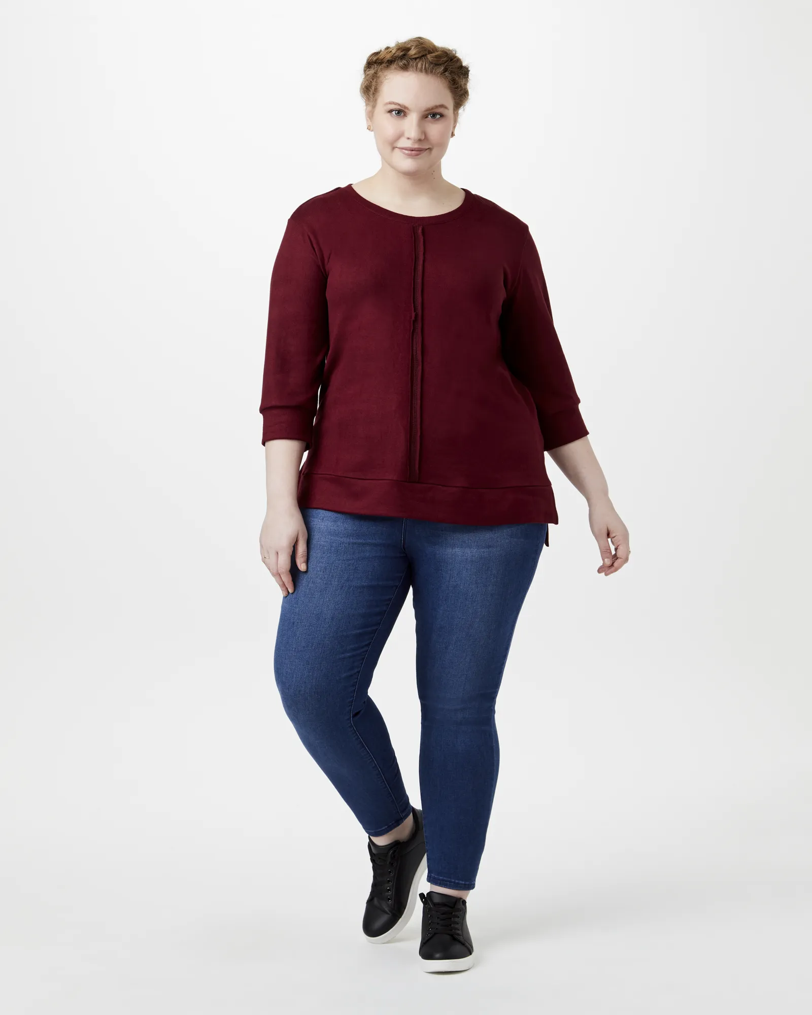 Kamari Three-Quarter Sleeve Tunic | Burgundy