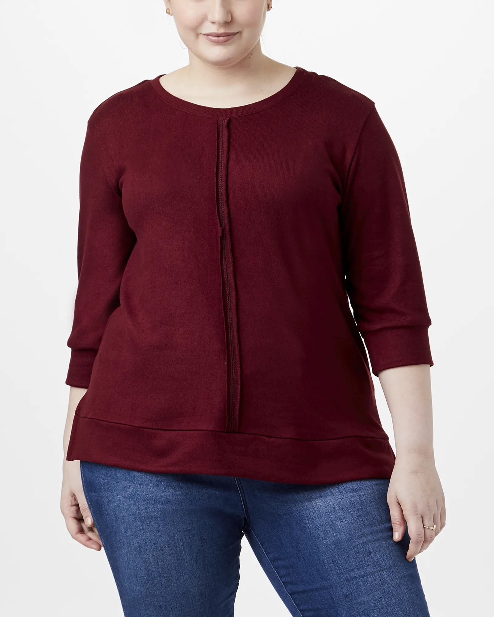 Kamari Three-Quarter Sleeve Tunic | Burgundy